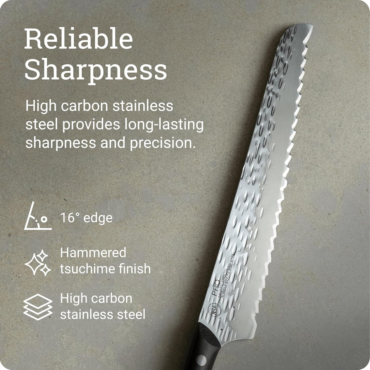PRO 7" Santoku Knife | Hand Sharpened All Purpose Knife, Japanese AUS6M Stainless Steel Blade, Full-Tang POM Handle