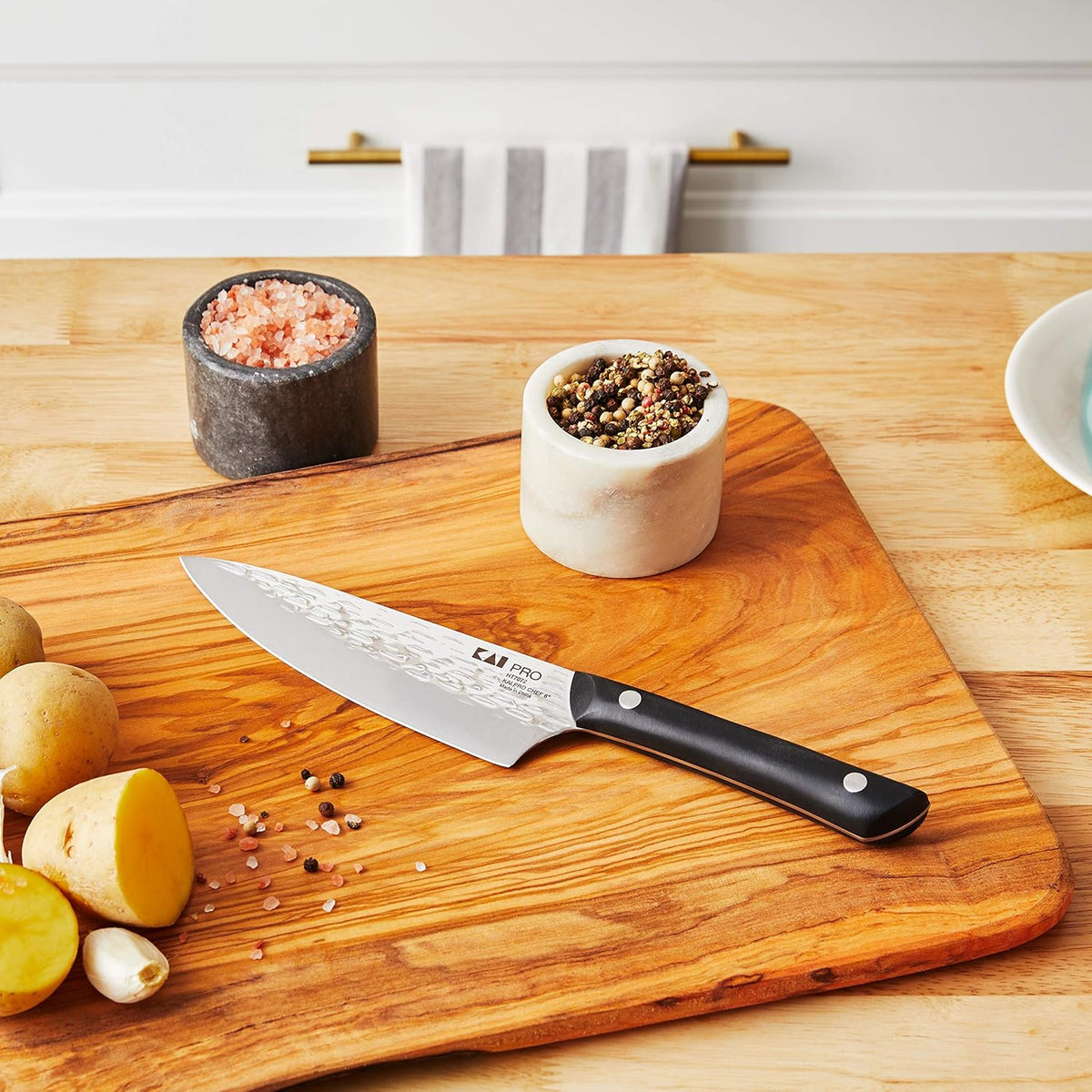 PRO 7" Santoku Knife | Hand Sharpened All Purpose Knife, Japanese AUS6M Stainless Steel Blade, Full-Tang POM Handle