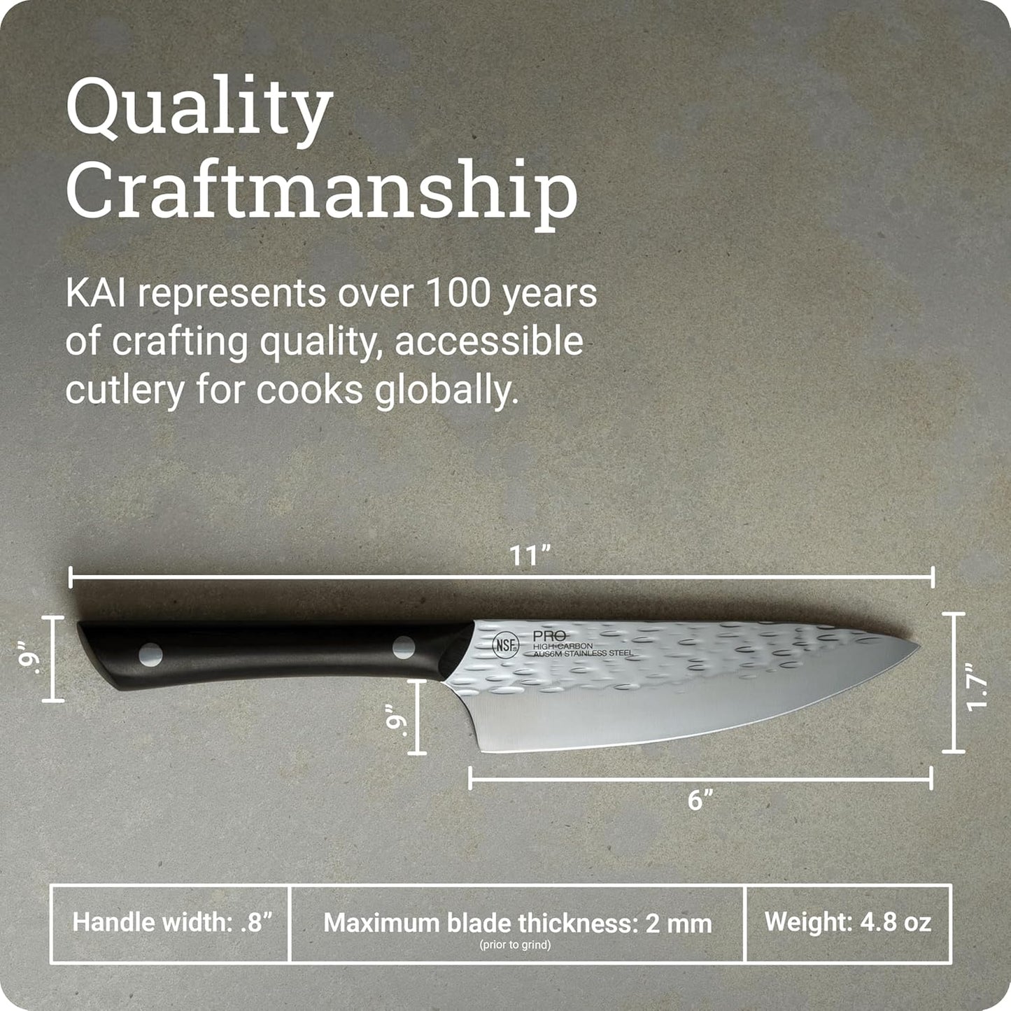 PRO 7" Santoku Knife | Hand Sharpened All Purpose Knife, Japanese AUS6M Stainless Steel Blade, Full-Tang POM Handle