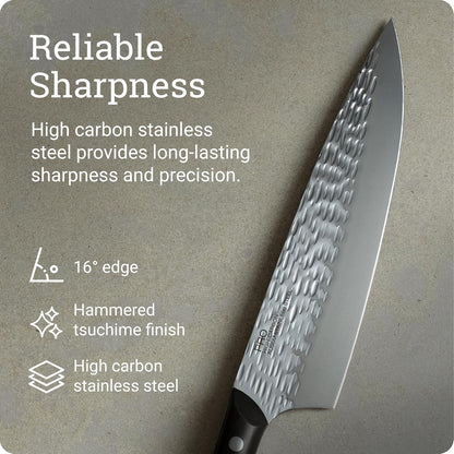 PRO 7" Santoku Knife | Hand Sharpened All Purpose Knife, Japanese AUS6M Stainless Steel Blade, Full-Tang POM Handle