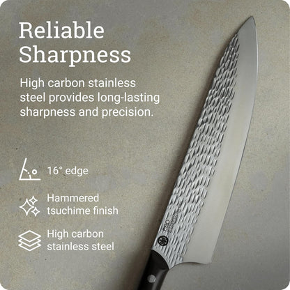 PRO 7" Santoku Knife | Hand Sharpened All Purpose Knife, Japanese AUS6M Stainless Steel Blade, Full-Tang POM Handle