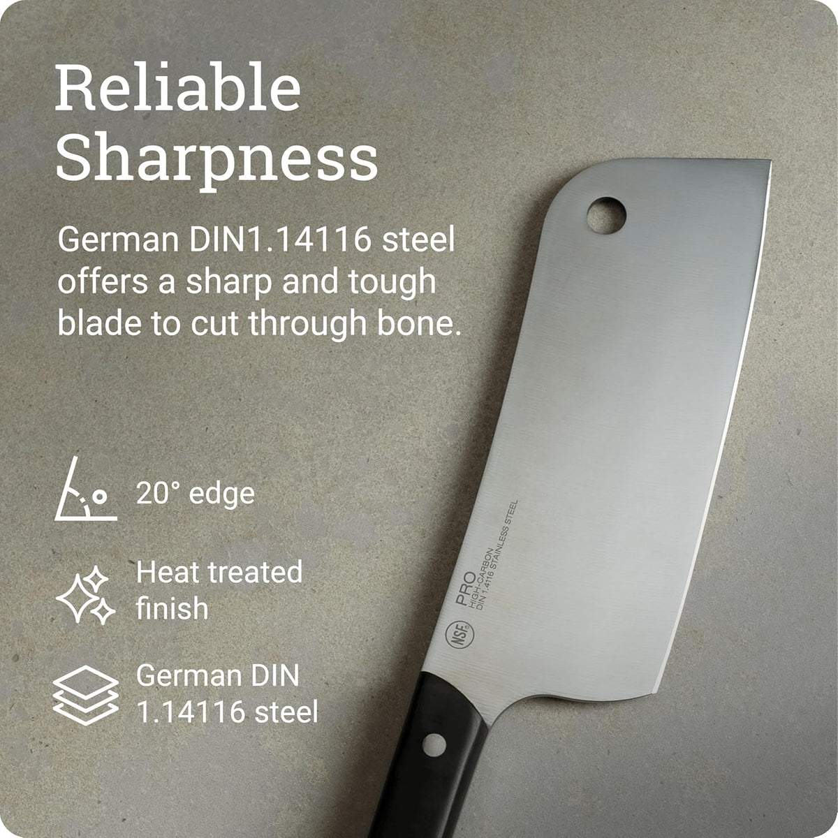 PRO 7" Santoku Knife | Hand Sharpened All Purpose Knife, Japanese AUS6M Stainless Steel Blade, Full-Tang POM Handle