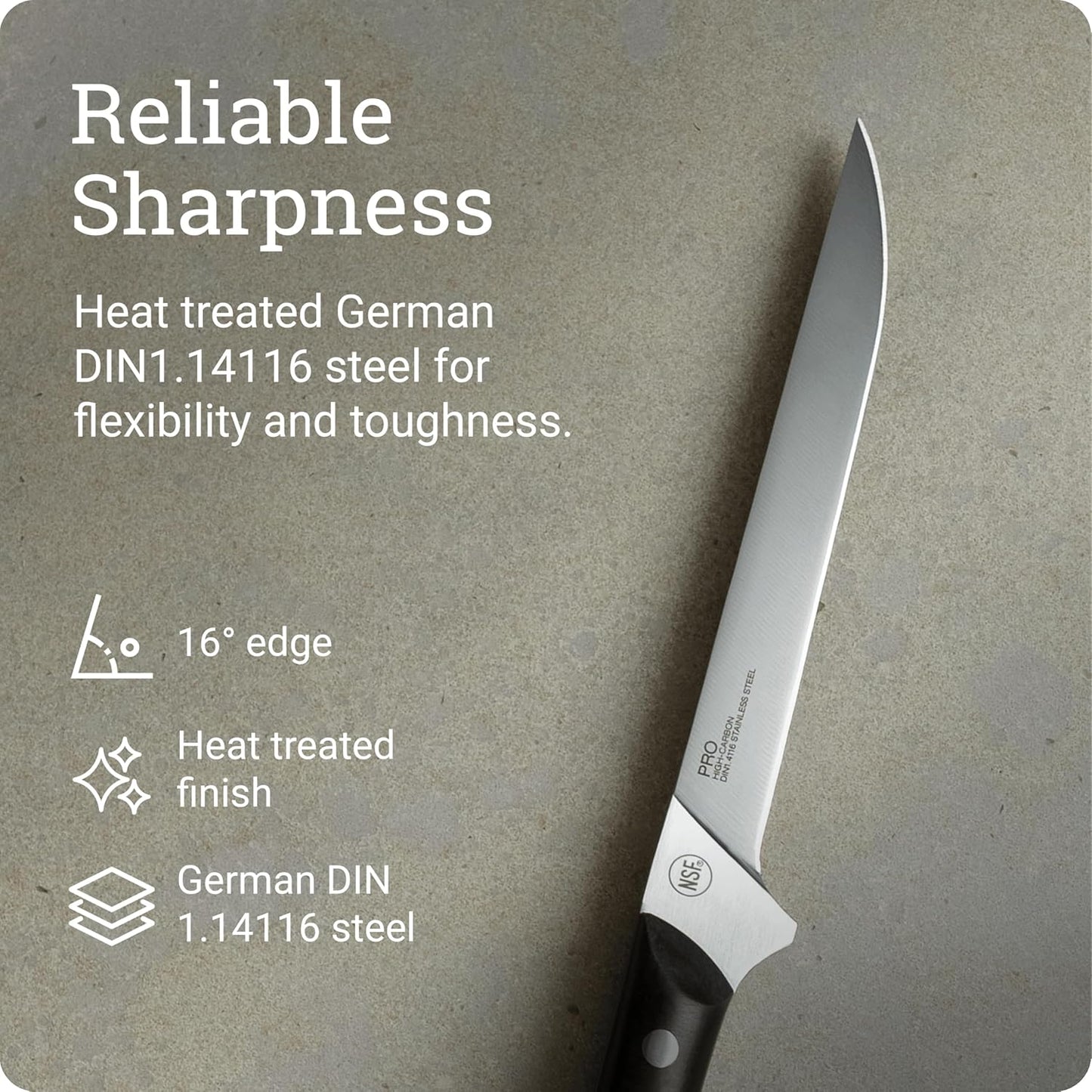 PRO 7" Santoku Knife | Hand Sharpened All Purpose Knife, Japanese AUS6M Stainless Steel Blade, Full-Tang POM Handle