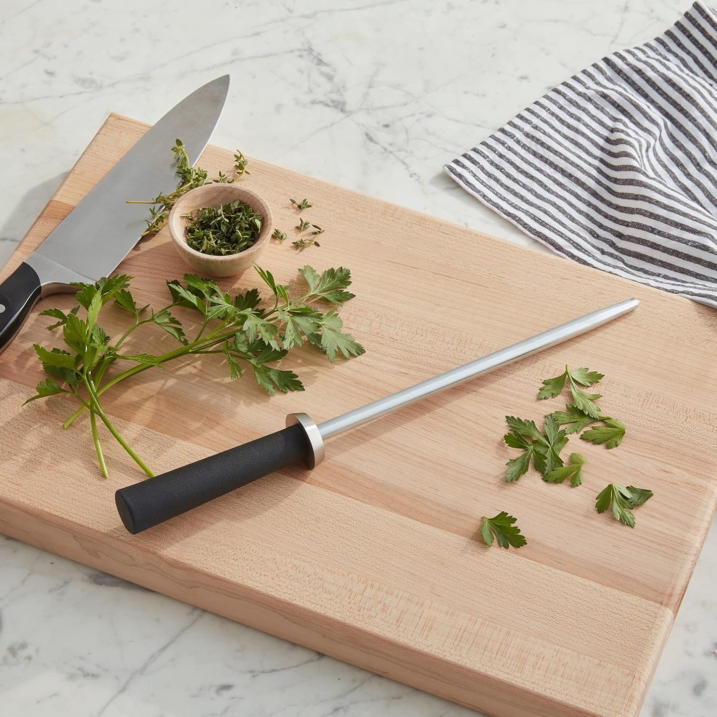 PRO 7" Santoku Knife | Hand Sharpened All Purpose Knife, Japanese AUS6M Stainless Steel Blade, Full-Tang POM Handle