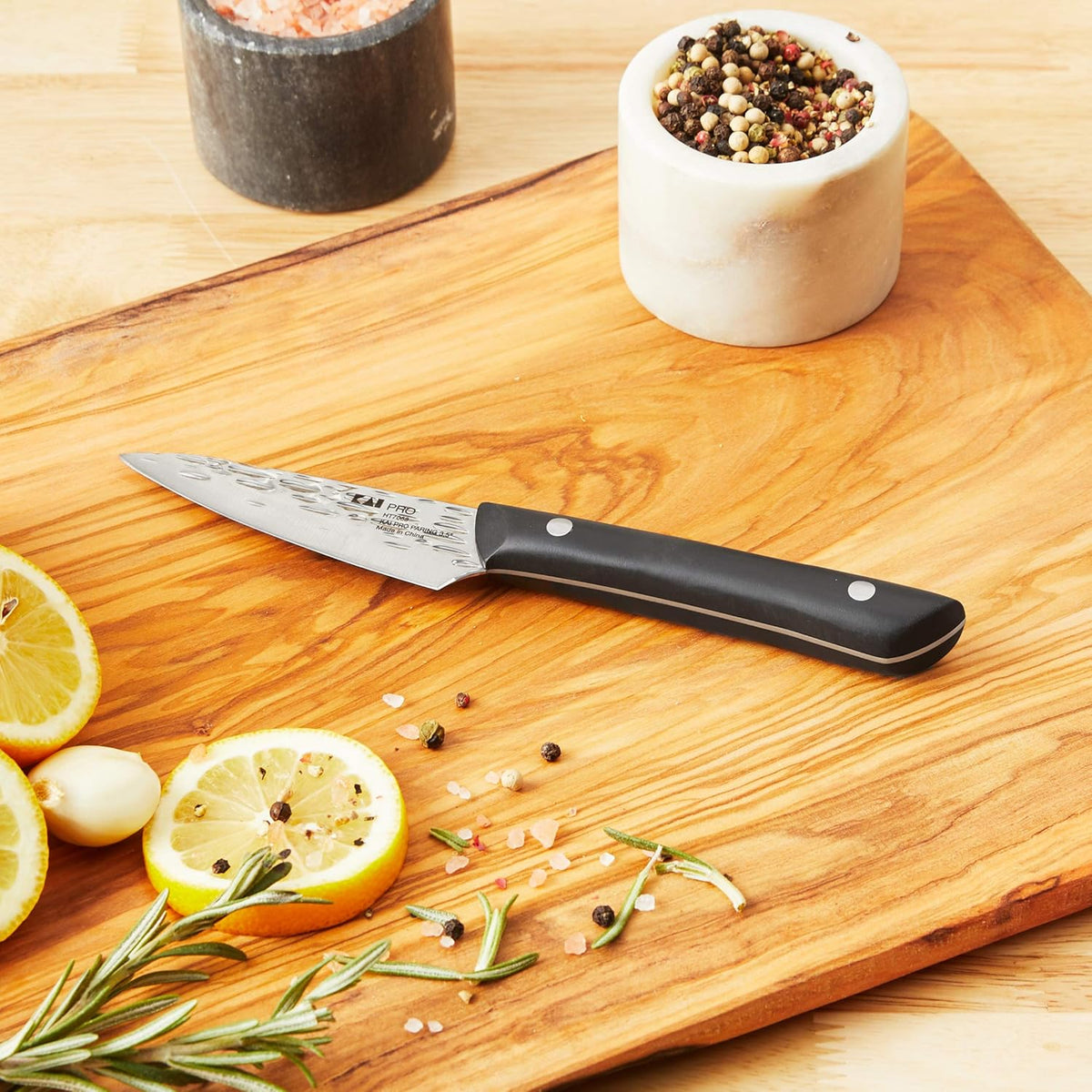 PRO 7" Santoku Knife | Hand Sharpened All Purpose Knife, Japanese AUS6M Stainless Steel Blade, Full-Tang POM Handle