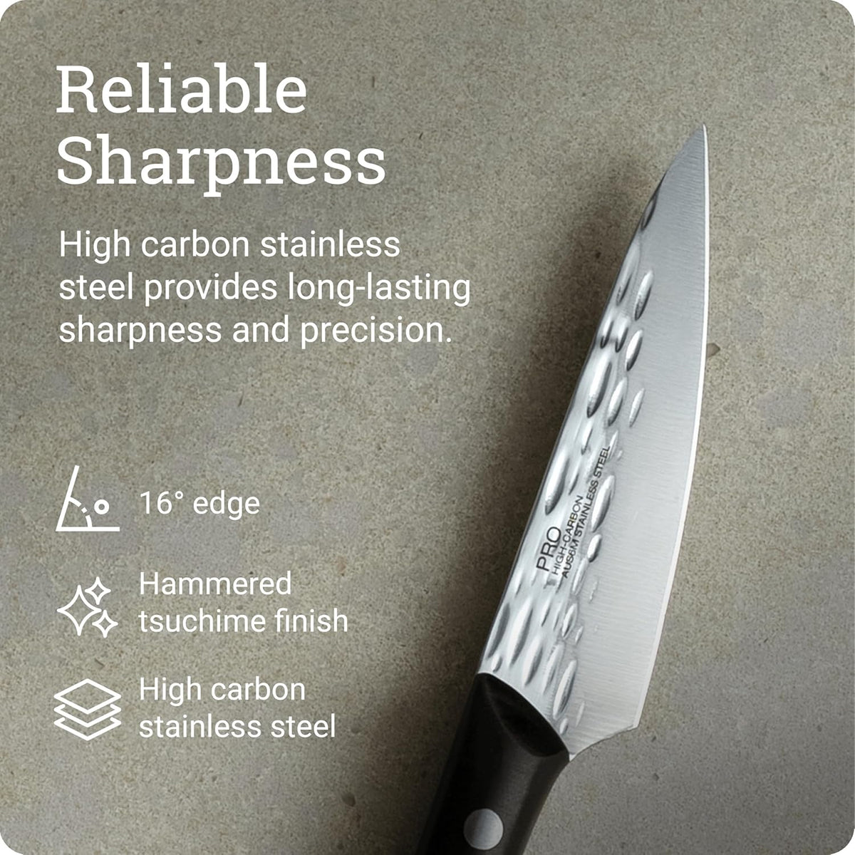 PRO 7" Santoku Knife | Hand Sharpened All Purpose Knife, Japanese AUS6M Stainless Steel Blade, Full-Tang POM Handle