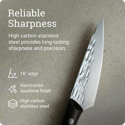PRO 7" Santoku Knife | Hand Sharpened All Purpose Knife, Japanese AUS6M Stainless Steel Blade, Full-Tang POM Handle