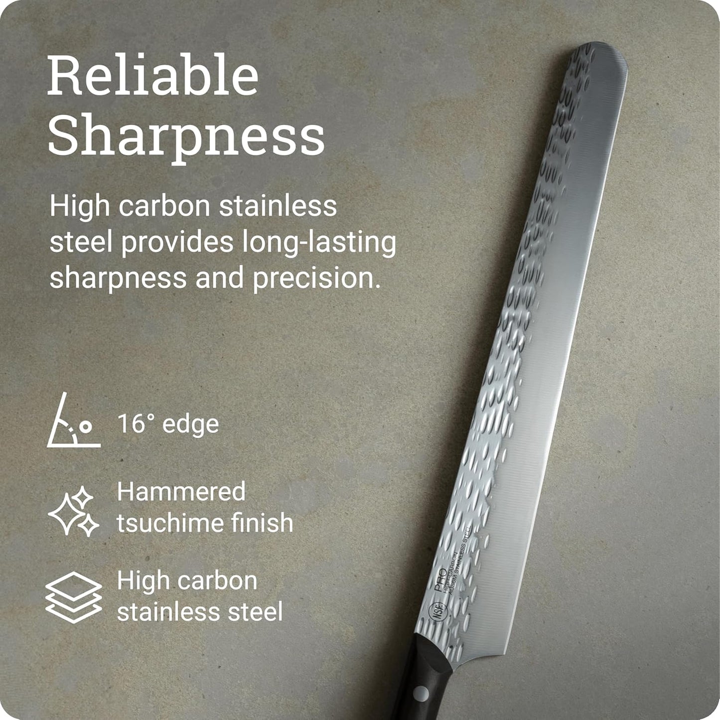 PRO 7" Santoku Knife | Hand Sharpened All Purpose Knife, Japanese AUS6M Stainless Steel Blade, Full-Tang POM Handle