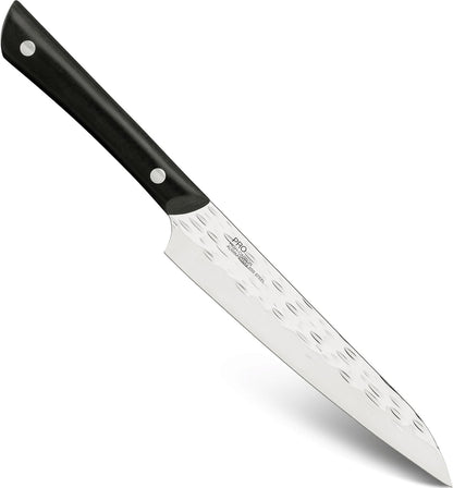 PRO 7" Santoku Knife | Hand Sharpened All Purpose Knife, Japanese AUS6M Stainless Steel Blade, Full-Tang POM Handle