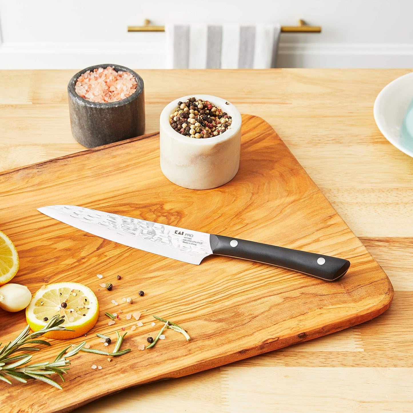 PRO 7" Santoku Knife | Hand Sharpened All Purpose Knife, Japanese AUS6M Stainless Steel Blade, Full-Tang POM Handle