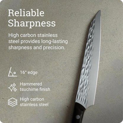 PRO 7" Santoku Knife | Hand Sharpened All Purpose Knife, Japanese AUS6M Stainless Steel Blade, Full-Tang POM Handle