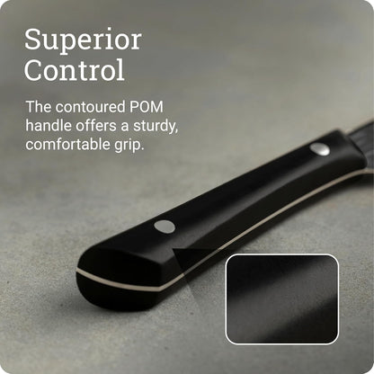 PRO 7" Santoku Knife | Hand Sharpened All Purpose Knife, Japanese AUS6M Stainless Steel Blade, Full-Tang POM Handle