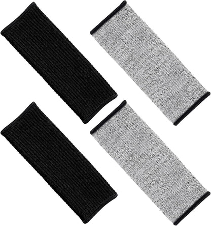 Cut Resistant Arm Sleeves 20cm Forearm Guards 2 Pairs Grey and Black Protective Sleeve for Gardening Welding Kitchen Bruising and Thorn Resistant
