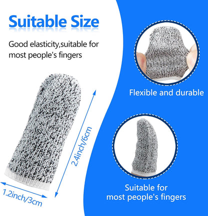 60 Pcs Cut Resistant Finger Cots, Reusable Finger Guards, Durable Non Slip Thumb Protector Sleeve, Breathable Fingertip Covers for Kitchen Garden Sculpture Grinding Work (2.2 Inch)