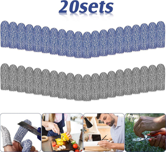 40 Pcs Finger Cots Cut Resistant Protector Anti Cut Finger Sleeve Reusable Fingertips Covers Thumb Fingertips Protection Cots for Kitchen Work Sculpture Supplies