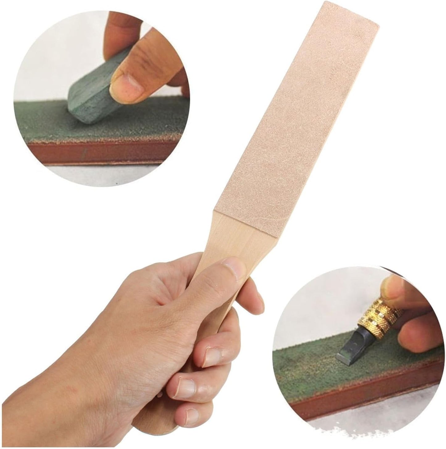 Double Sided Leather Strop with Quick Sharpening, Beech Wood Honing Strop - Portable DIY Tool for Knives, Blades, and Leather Crafts