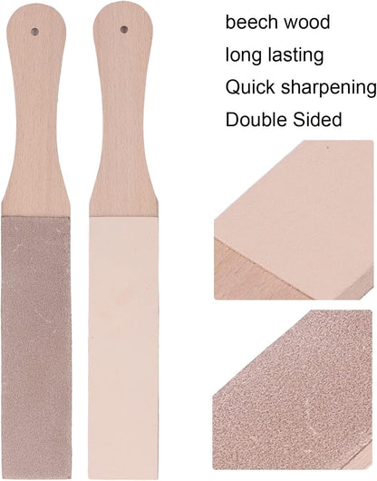 Double Sided Leather Strop with Quick Sharpening, Beech Wood Honing Strop - Portable DIY Tool for Knives, Blades, and Leather Crafts