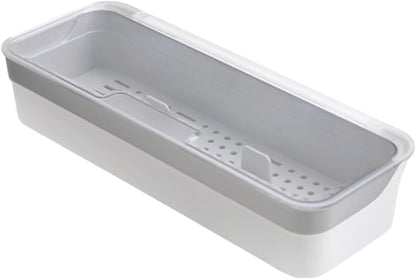 Large capacity Plastic Kitchen Drawer Organizer with Lid and Drainer Stackable Utensil Holder for Countertop Silverware Tray Flatware Organizers - 12.6x4.7x2.4 Inch Spatula Cutlery Tray