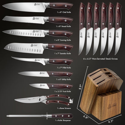 7" Fillet Knife, High-Carbon Stainless Steel Boning Knife, Pakkawood Handle | 7 Inch Filet Knife for Fish with Ergonomic Full-Tang Handle, Fish Fillet Knife for Meat Cutting Trimming