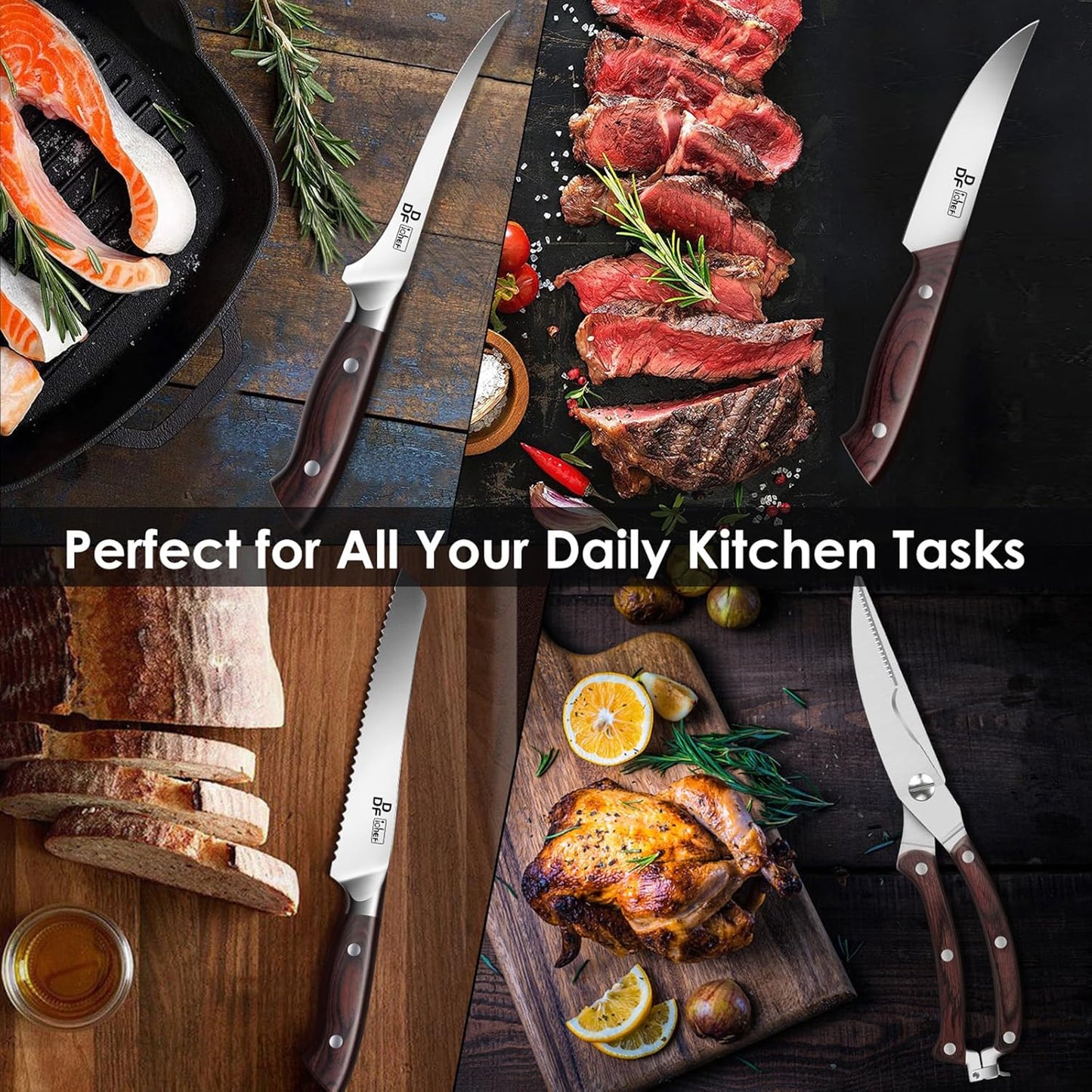 7" Fillet Knife, High-Carbon Stainless Steel Boning Knife, Pakkawood Handle | 7 Inch Filet Knife for Fish with Ergonomic Full-Tang Handle, Fish Fillet Knife for Meat Cutting Trimming