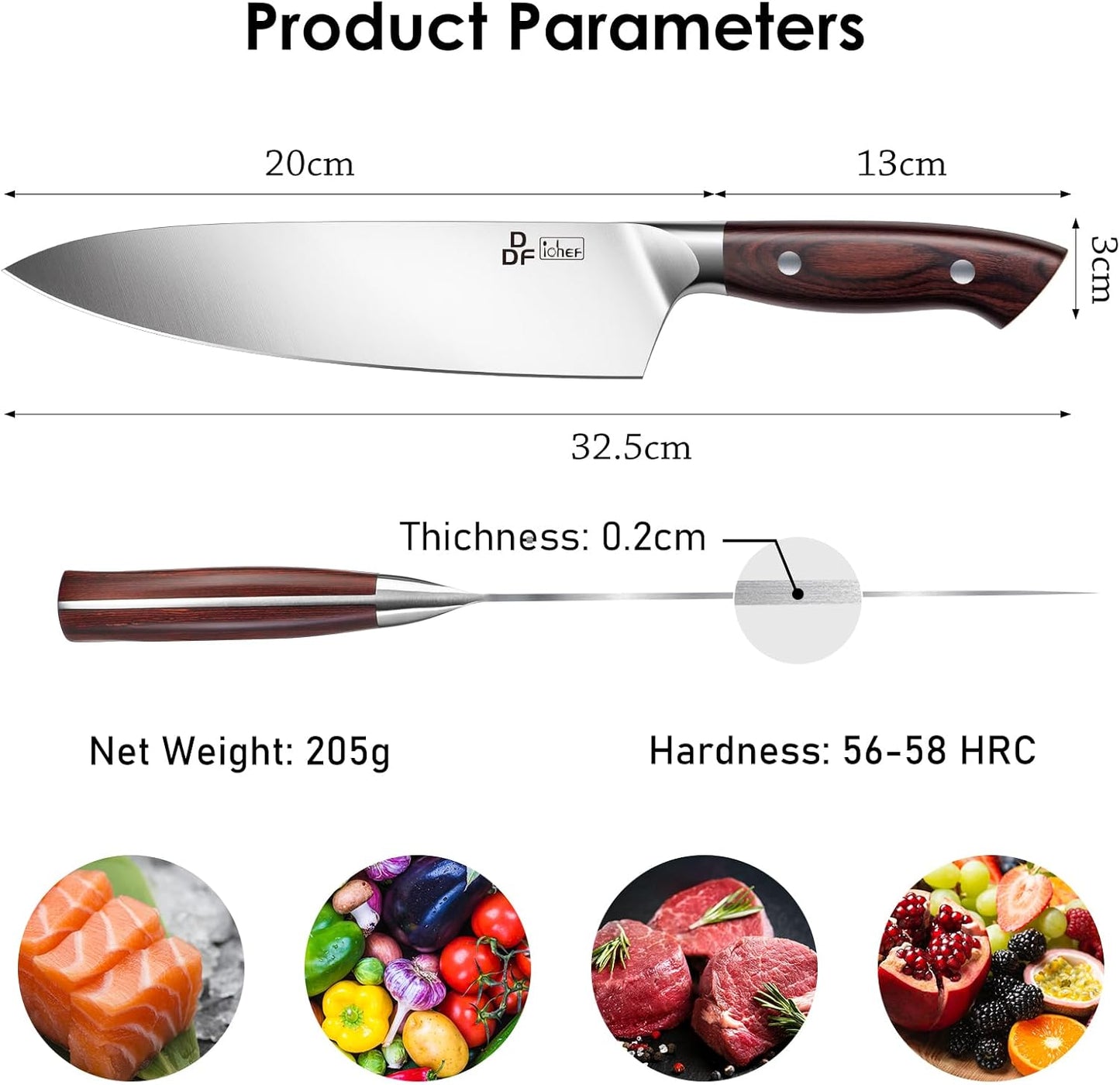 7" Fillet Knife, High-Carbon Stainless Steel Boning Knife, Pakkawood Handle | 7 Inch Filet Knife for Fish with Ergonomic Full-Tang Handle, Fish Fillet Knife for Meat Cutting Trimming