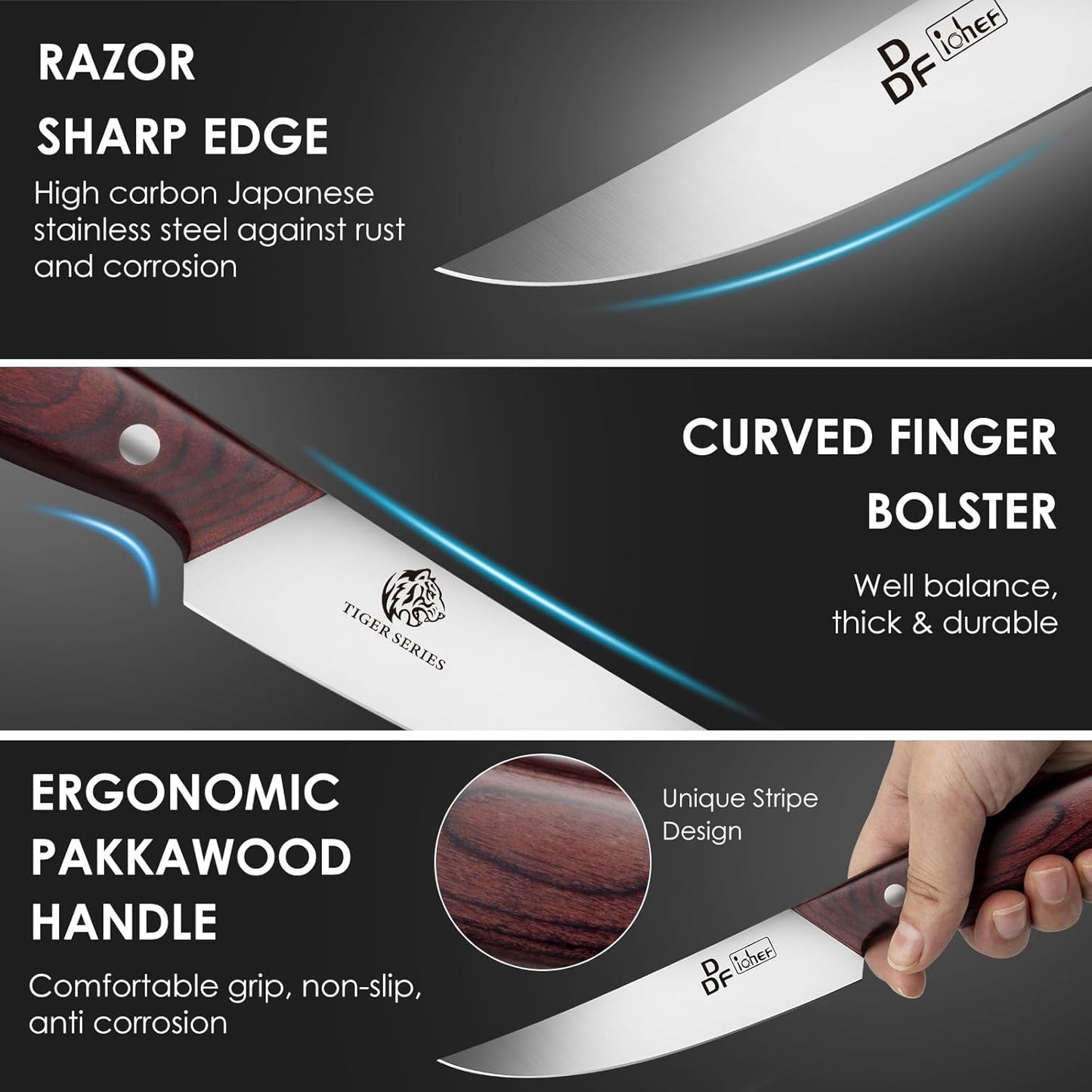 7" Fillet Knife, High-Carbon Stainless Steel Boning Knife, Pakkawood Handle | 7 Inch Filet Knife for Fish with Ergonomic Full-Tang Handle, Fish Fillet Knife for Meat Cutting Trimming