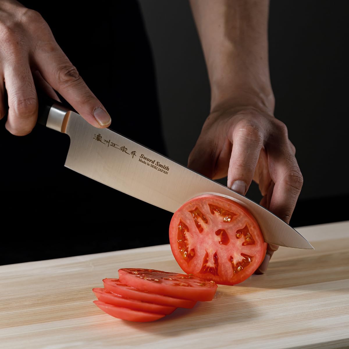 Chef Knife, 8.2 Inch Japanese knife, 濃州正宗作, Stainless steel, Black Handle, Kitchen knife, HOUCHO