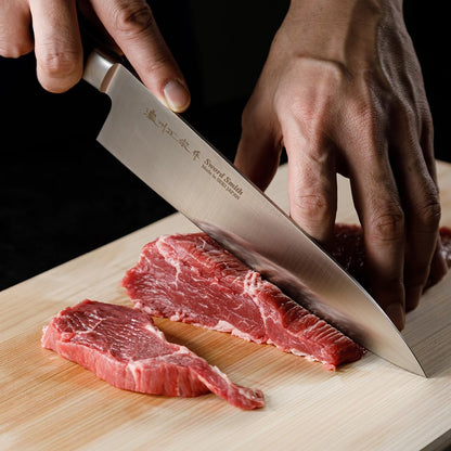 Chef Knife, 8.2 Inch Japanese knife, 濃州正宗作, Stainless steel, Black Handle, Kitchen knife, HOUCHO