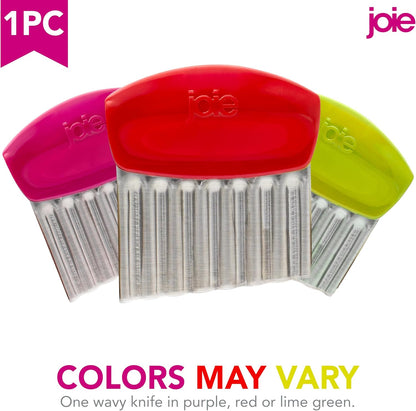 Joie Crinkle Cutter Knife, Wavy Slicer for Potatoes, Vegetables, and More | Stainless Steel Blade Great For Cutting Fries And Other Foods, BPA-Free, Colors May Vary, Receive Purple, Red, or Lime Green