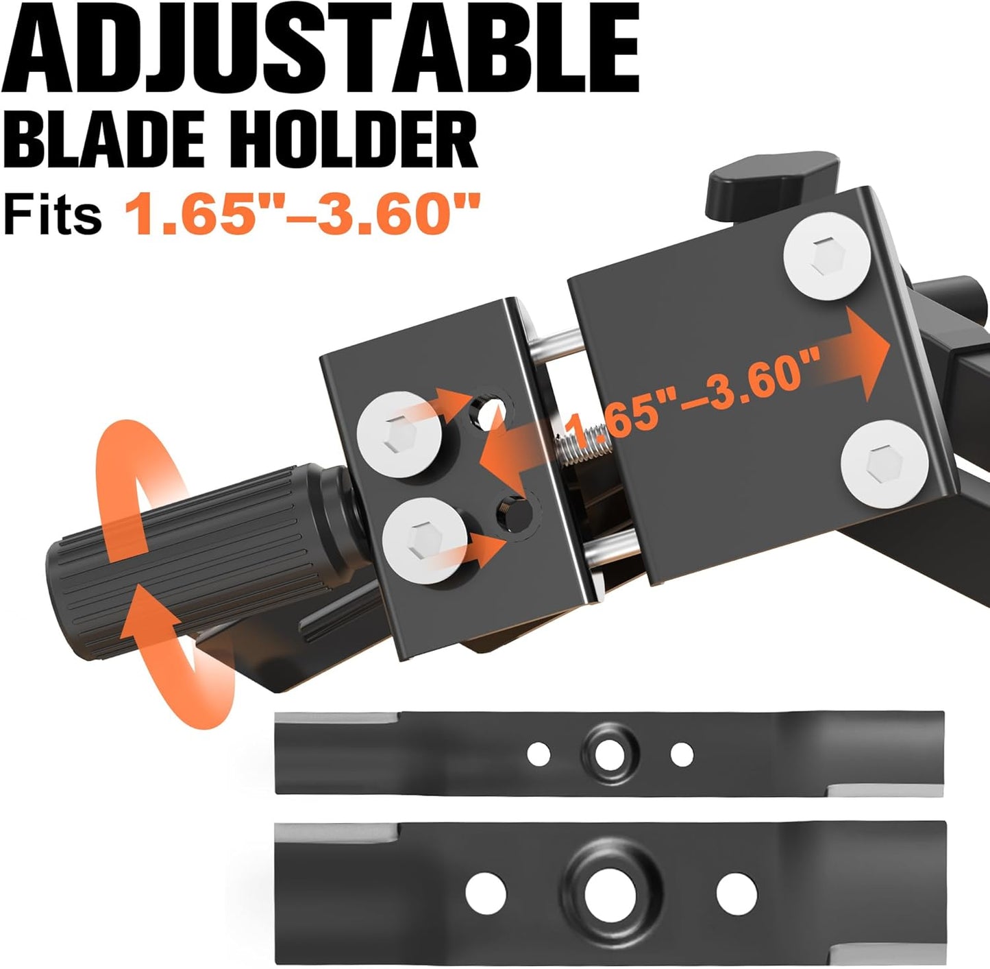 Lawn Mower Blade Sharpener, 15°–45° Adjustable Lawnmower Blade Sharpener, Fits 1.65"–3.60" Mower Blades, Use with Angle Grinder, Precision Lawn Mower Blade Sharpening Tool