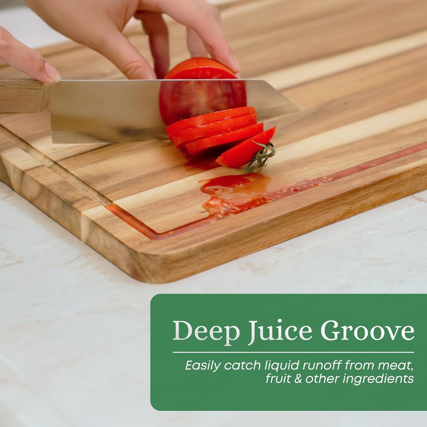 Acacia Wood Cutting Board Set of 3 for Kitchen, Serving, Charcuterie and Food Prep, Pre-Oiled Wooden Boards with Juice Groove (17x12, 12x10, 12x7 Inch)