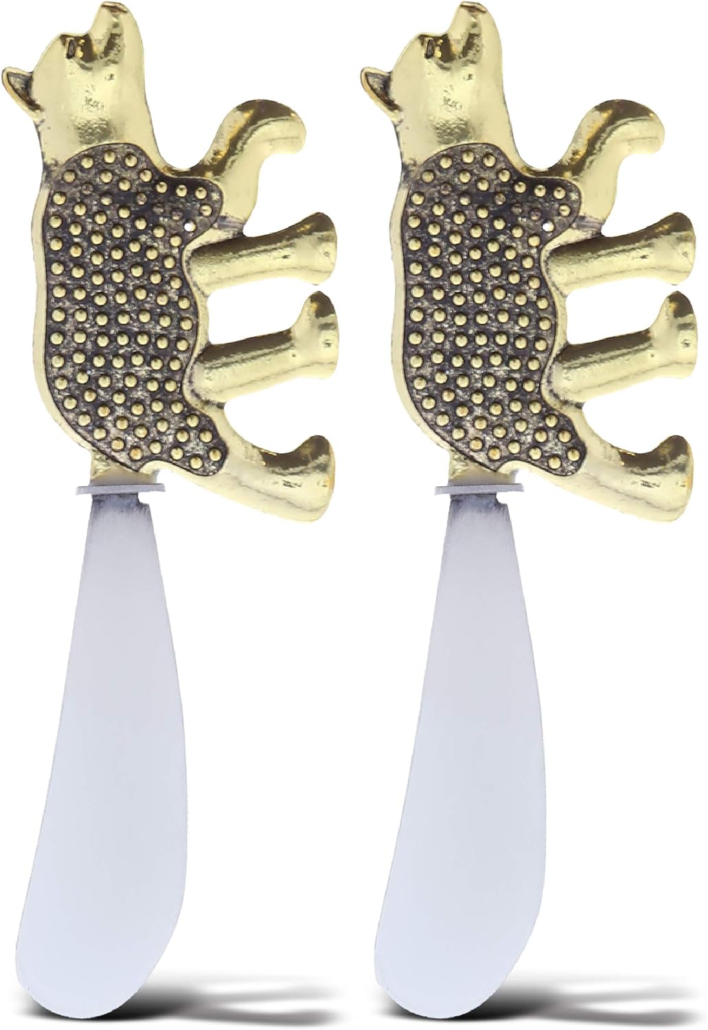 Gold Stainless Steel Dip & Cheese Spreader, Condiment & Butter Spreader Utensils For Appetizer, Metal Cheese Spreaders Kitchen Set of 2-4.55" - Owl