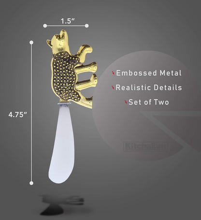 Gold Stainless Steel Dip & Cheese Spreader, Condiment & Butter Spreader Utensils For Appetizer, Metal Cheese Spreaders Kitchen Set of 2-4.55" - Owl