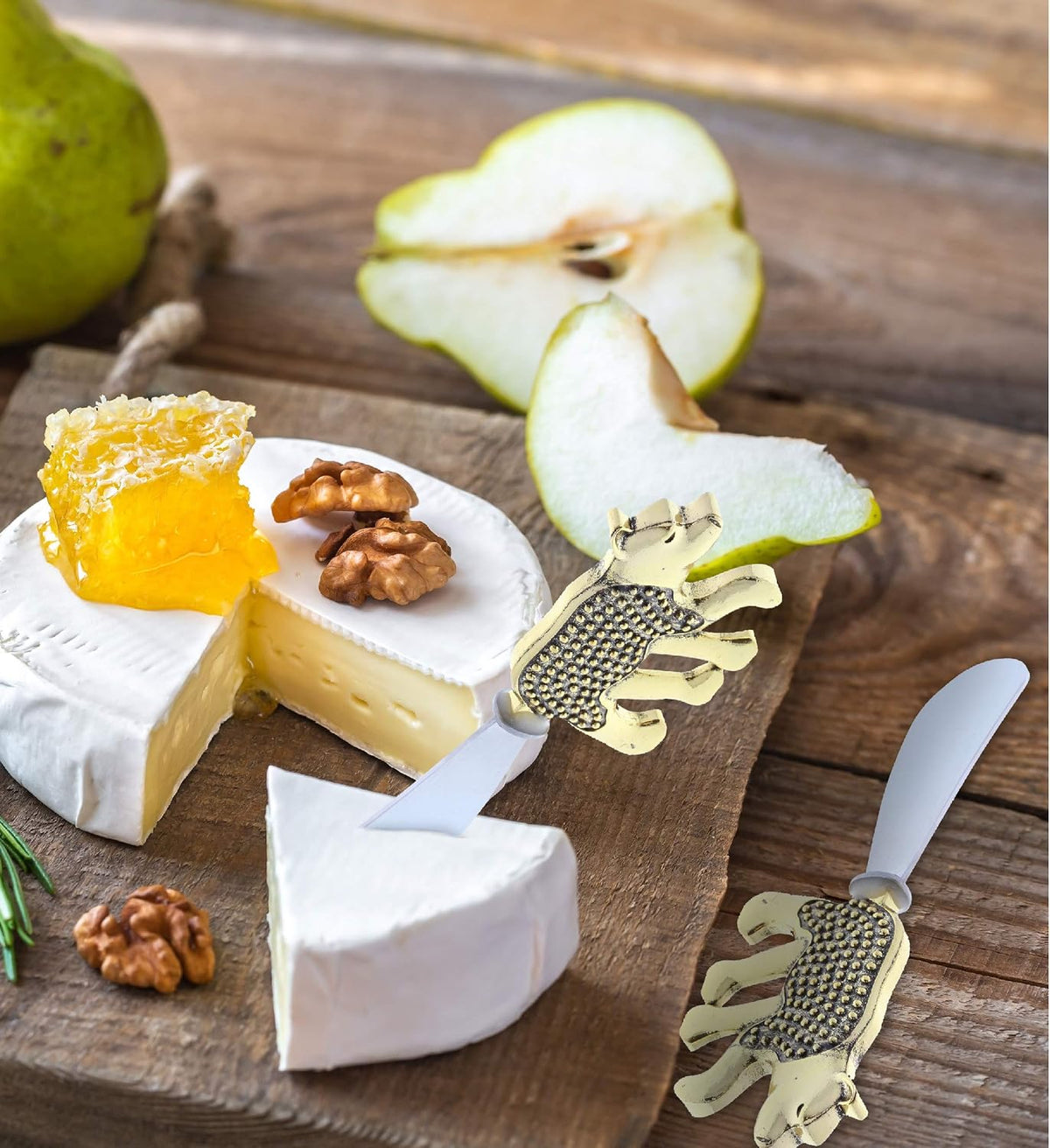 Gold Stainless Steel Dip & Cheese Spreader, Condiment & Butter Spreader Utensils For Appetizer, Metal Cheese Spreaders Kitchen Set of 2-4.55" - Owl