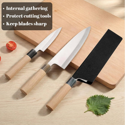 2 Pcs Knife Sleeve 8.6"x 2.2" Knife Cover Edge Guard Waterproof Blade Guard Covers Universal Knives Sheath Protector Black Abrasion Sheaths Plastic felt for Home Kitchen
