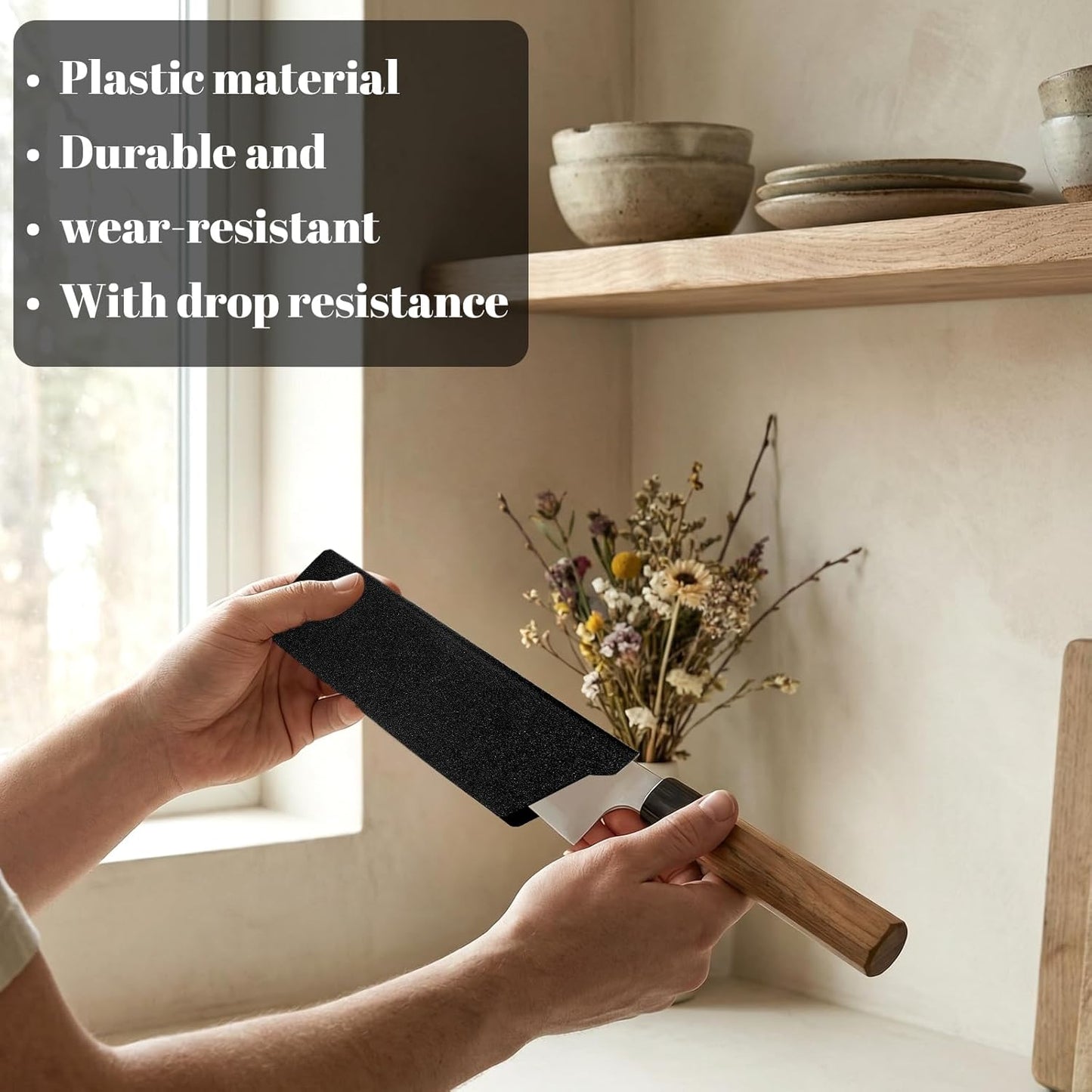 2 Pcs Knife Sleeve 8.6"x 2.2" Knife Cover Edge Guard Waterproof Blade Guard Covers Universal Knives Sheath Protector Black Abrasion Sheaths Plastic felt for Home Kitchen