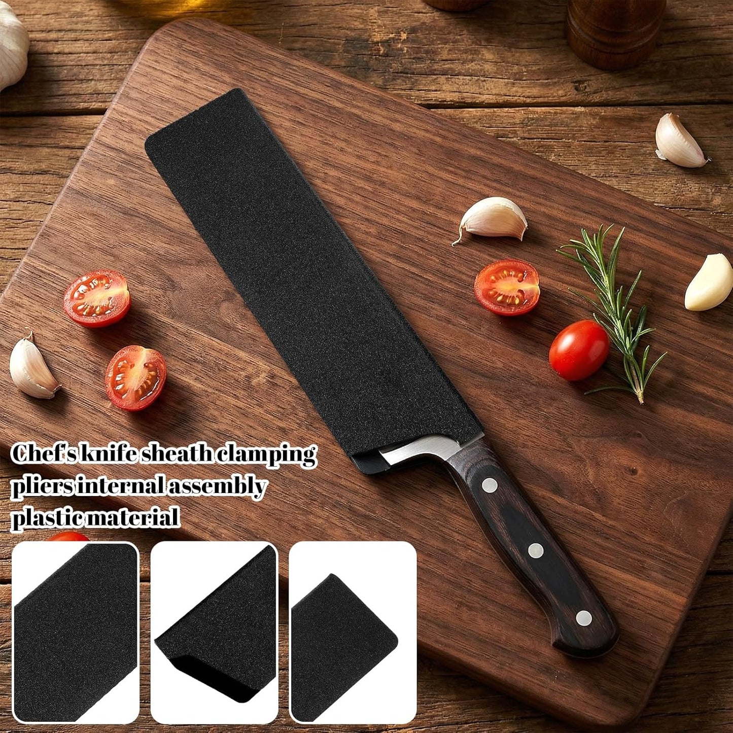 2 Pcs Knife Sleeve 8.6"x 2.2" Knife Cover Edge Guard Waterproof Blade Guard Covers Universal Knives Sheath Protector Black Abrasion Sheaths Plastic felt for Home Kitchen