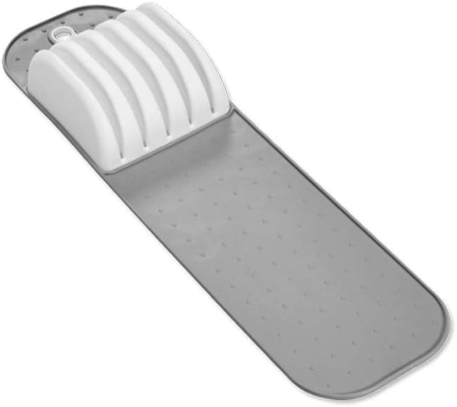 Premium Knife Mat, Soft-Grip Slot Organizer for 5 Knives, Non-Slip Drawer Insert Protects Blades and Drawers, Space-Saving Kitchen Knife Storage, Premium