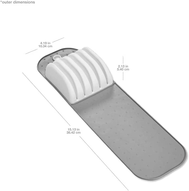 Premium Knife Mat, Soft-Grip Slot Organizer for 5 Knives, Non-Slip Drawer Insert Protects Blades and Drawers, Space-Saving Kitchen Knife Storage, Premium
