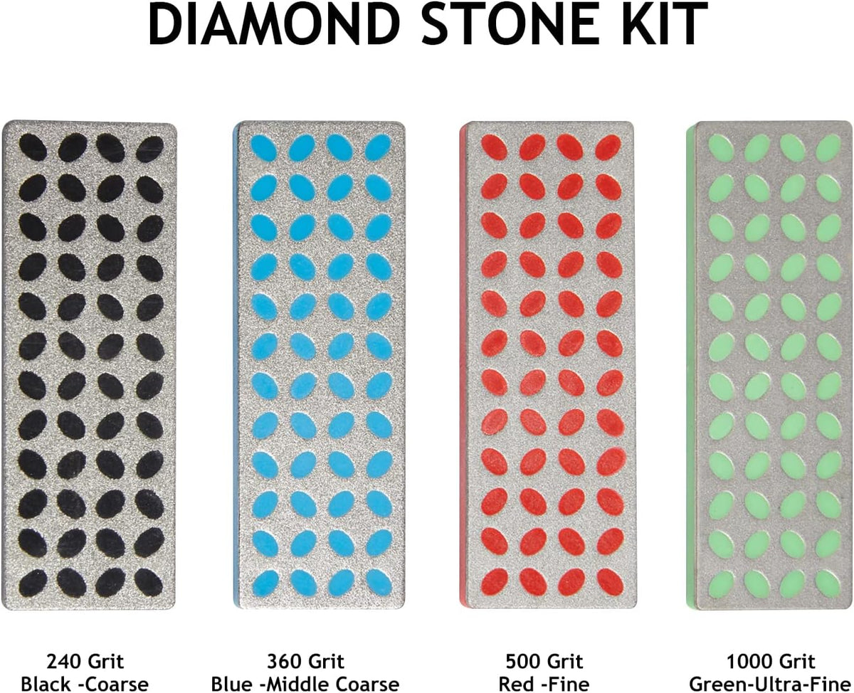 Diamond Sharpening Stone Set for Ski & Snowboard Knife - 4 Pack(Coarse/M-Coarse/Fine/Extra Fine, Set of 4 All in One) 27.6 inch