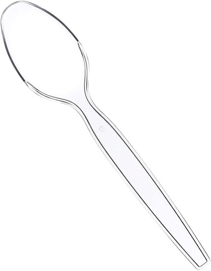 Heavy Duty Clear Plastic Knives [100 Count] | Strong & Sturdy, Disposable, Crack & Warp-Resistant, Heat-Resistant, Hot or Cold Foods, Parties, Events, Dinners & Brunches