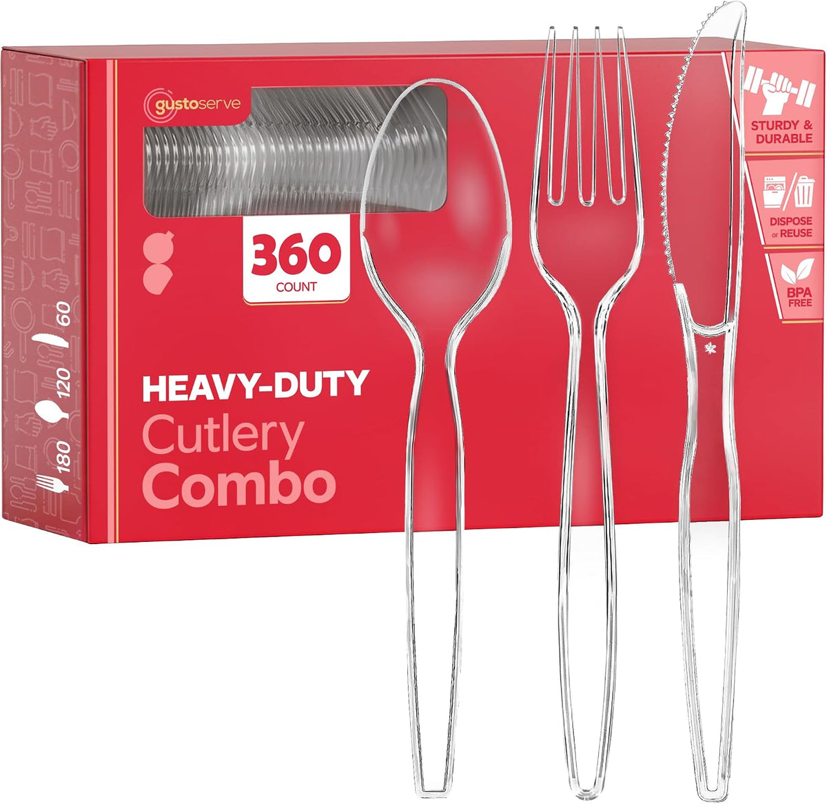 Heavy Duty Clear Plastic Knives [100 Count] | Strong & Sturdy, Disposable, Crack & Warp-Resistant, Heat-Resistant, Hot or Cold Foods, Parties, Events, Dinners & Brunches