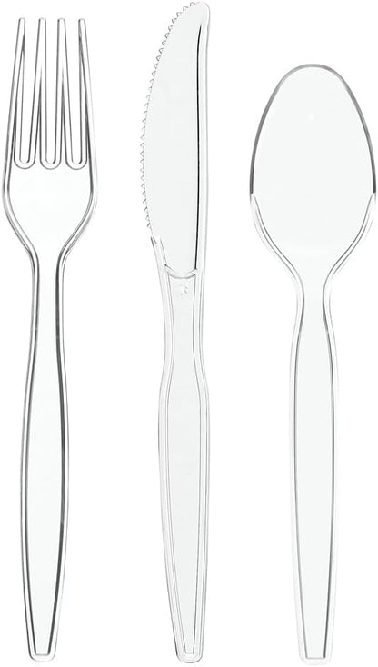 Heavy Duty Clear Plastic Knives [100 Count] | Strong & Sturdy, Disposable, Crack & Warp-Resistant, Heat-Resistant, Hot or Cold Foods, Parties, Events, Dinners & Brunches