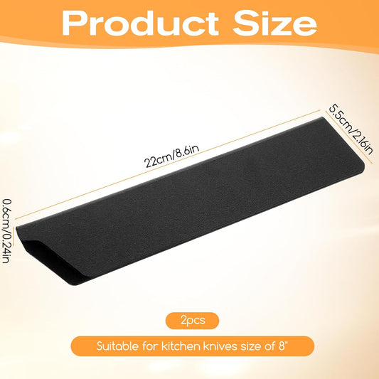 Chef Knife Sheath Plastic Knife Cover 8" x 2.2" Knives Edge Guard Protector 2 Pcs Universal Knives Sleeves for Home Kitchen, Black