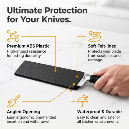 Chef Knife Sheath Plastic Knife Cover 8" x 2.2" Knives Edge Guard Protector 2 Pcs Universal Knives Sleeves for Home Kitchen, Black