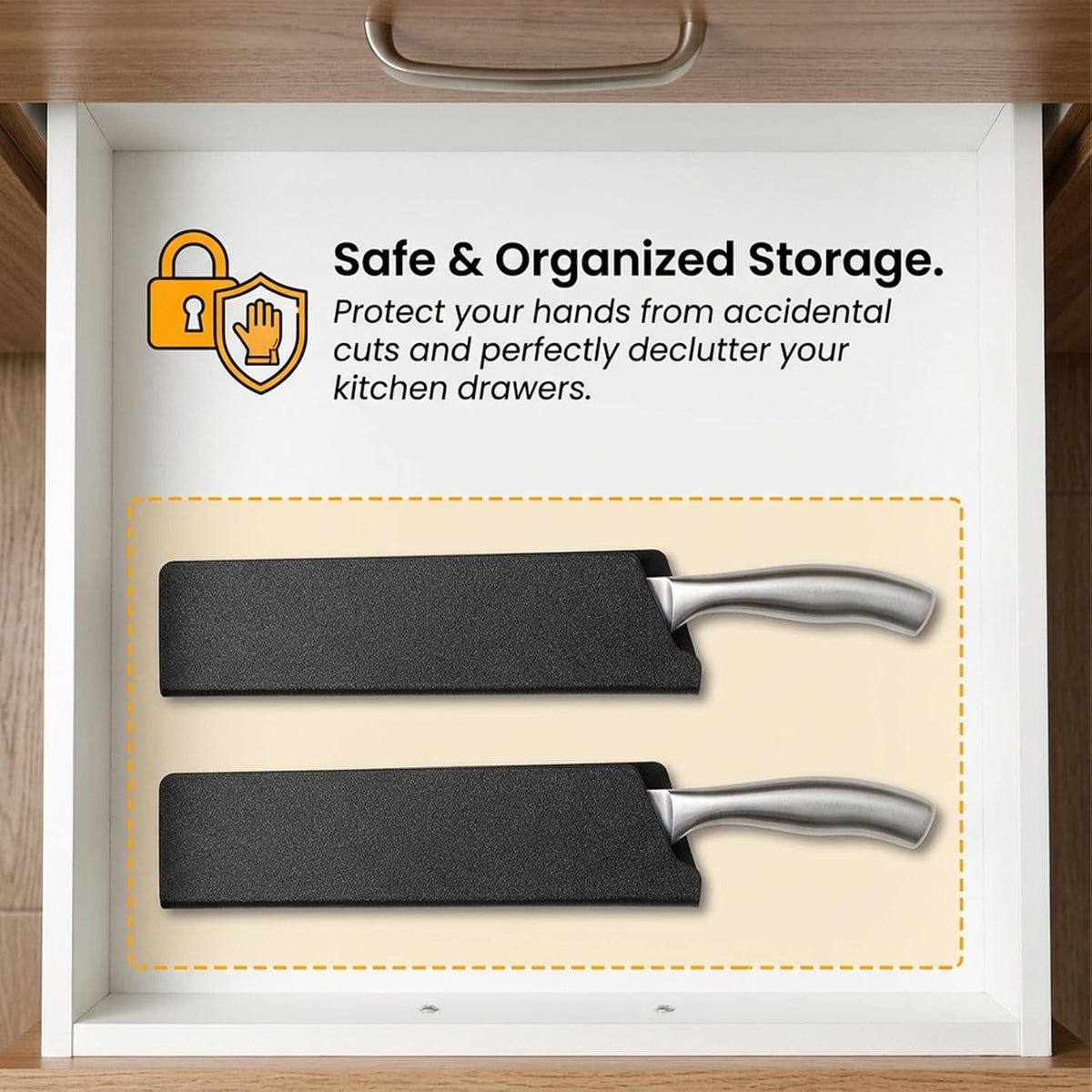 Chef Knife Sheath Plastic Knife Cover 8" x 2.2" Knives Edge Guard Protector 2 Pcs Universal Knives Sleeves for Home Kitchen, Black