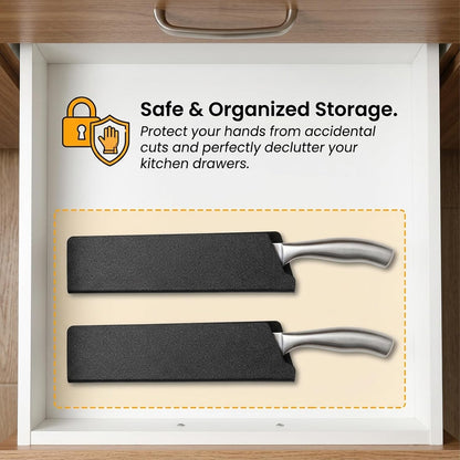 Chef Knife Sheath Plastic Knife Cover 8" x 2.2" Knives Edge Guard Protector 2 Pcs Universal Knives Sleeves for Home Kitchen, Black