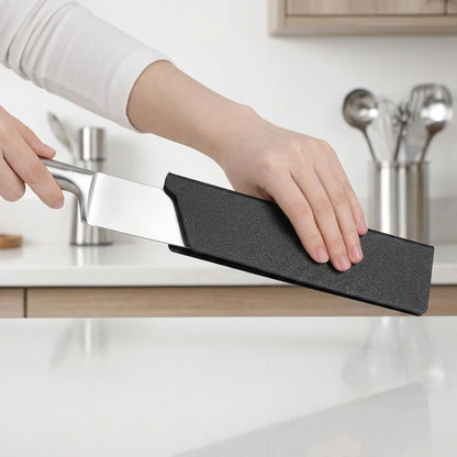 Chef Knife Sheath Plastic Knife Cover 8" x 2.2" Knives Edge Guard Protector 2 Pcs Universal Knives Sleeves for Home Kitchen, Black
