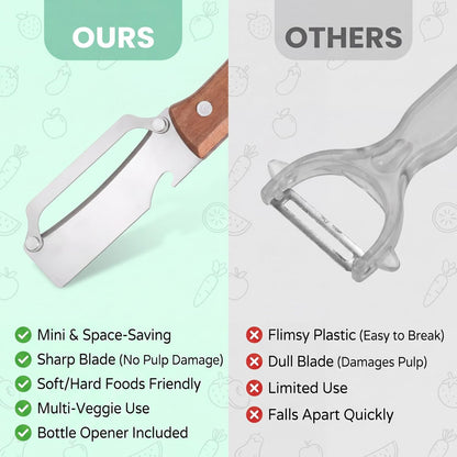 2-in-1 Multifunctional Knife Peeler, Stainless Steel Fruit & Vegetable Peeler with Ergonomic Handle Kitchen Tool for Fruit Veggie Pumpkin Papaya Zucchini Peeling Potato Carrot Peeler