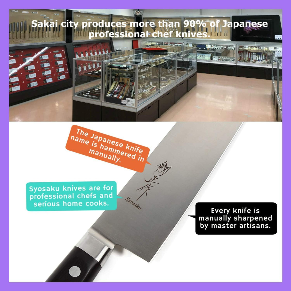 Japanese Chef Knife INOX AUS-8A Stainless Steel Black Pakkawood Handle, Gyuto 9.5-inch (240mm)